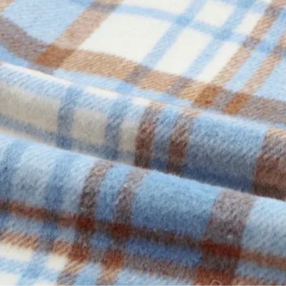 Sky Blue & Beige Long Plaid Shacket NWT - Picture 6 of 14